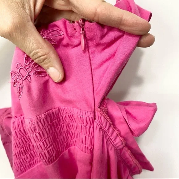 NWT- Manito Trend-Fuchsia Solid Eyelit Tie back Dress -M - Picture 10 of 14